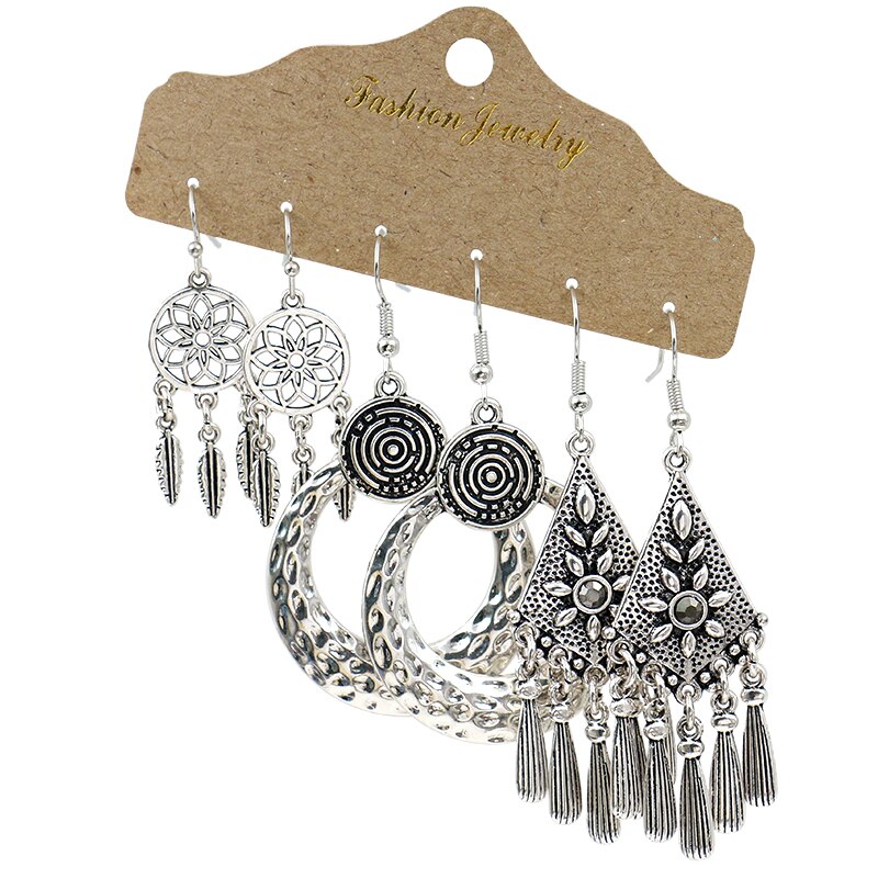 New-Boho-Earrings-Silver-Color-Wing-Pigeon-Shape-Dangle-Earrings-Set-Turquoises-Silk-Vintage-Earring-4000837279195-8