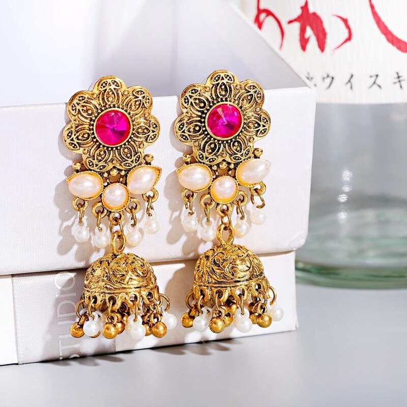 New-Vintage-Gold-Color-Indian-Earrings-Classic-Red-Crystal-Flower-Alloy-Pearl-Beads-Bollywood-Jewelr-1005003160882637-5