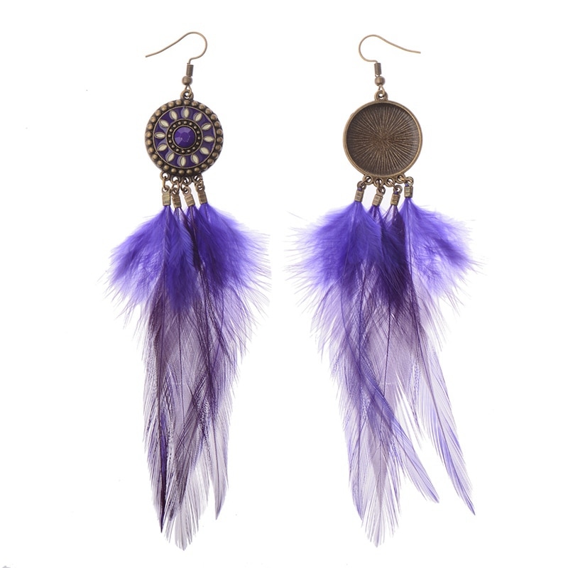 New-Vintage-Purple-Bohemian-Boho-Multicolor-Rhinestone-Crystals-Feather-Tassel-Hollow-Hook-Earrings--2251832605837625-3