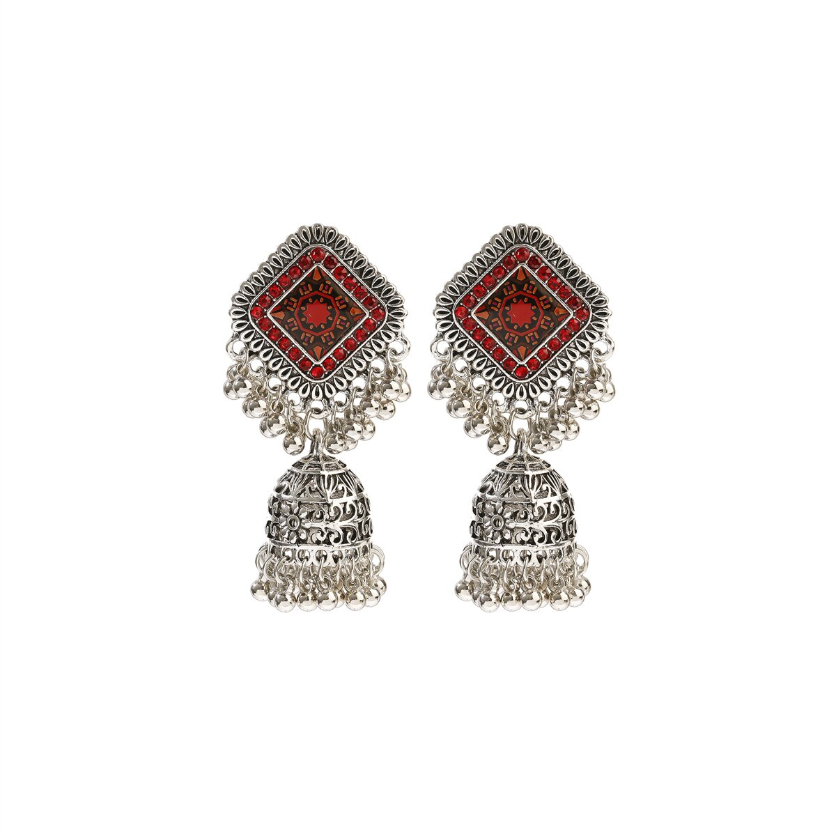 Pendientes-Boho-Vintage-Square-Silver-Color-Indian-Earrings-For-Women-Ethnic-Beads-Bells-Tassel-Wedd-7