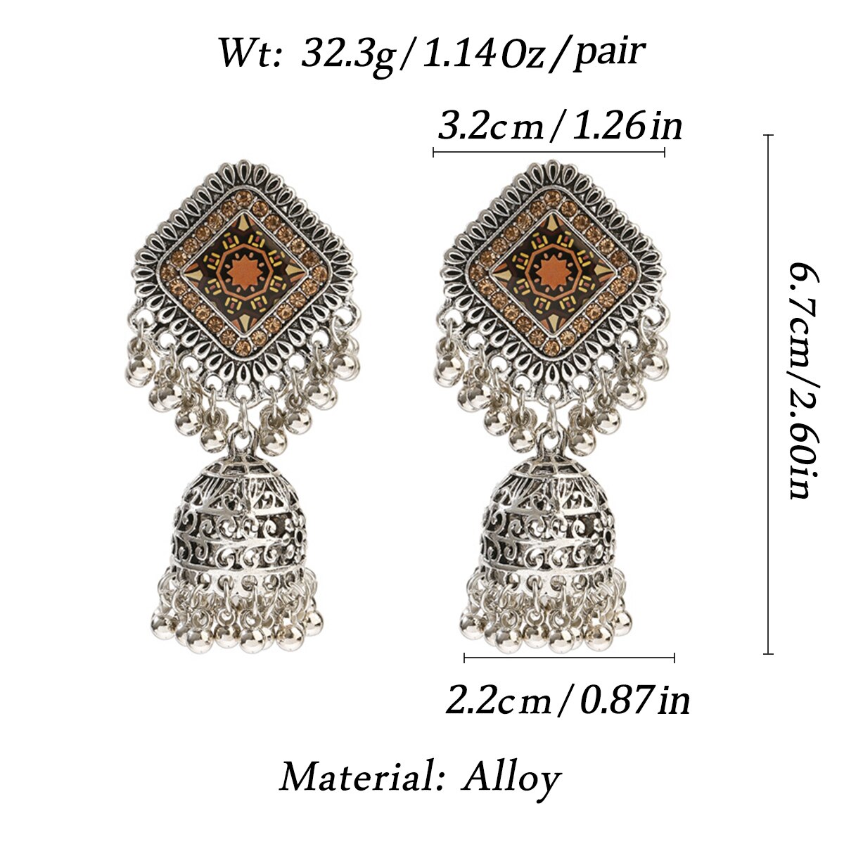 Pendientes-Boho-Vintage-Square-Silver-Color-Indian-Earrings-For-Women-Ethnic-Beads-Bells-Tassel-Wedd-8