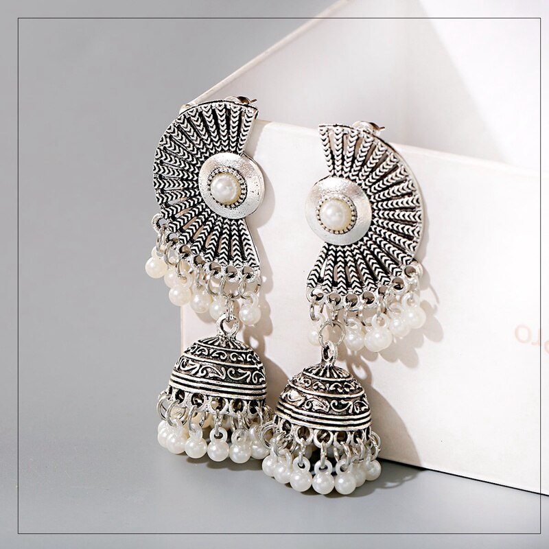 Retro-Silver-Color-Sector-Jhumka-Earrings-For-Women-Boho-Gypsy-Pearl-Tassel-Indian-Drop-Earrings-Ore-4001134948720-5