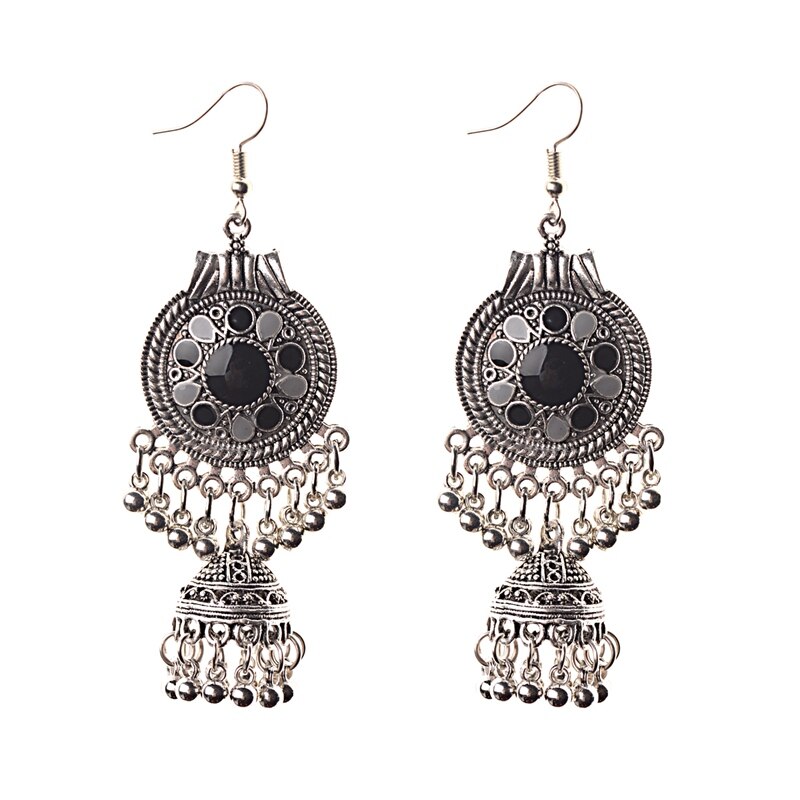 Traditional-Indian-Ethnic-Silver-Color-Drop-Earrings-Tassel-For-Women-Gypsy-Tassel-Jhumka-Jhumki-Ear-32920946793-12