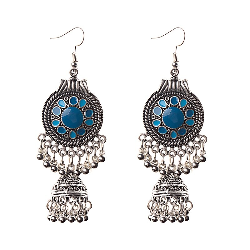 Traditional-Indian-Ethnic-Silver-Color-Drop-Earrings-Tassel-For-Women-Gypsy-Tassel-Jhumka-Jhumki-Ear-32920946793-13