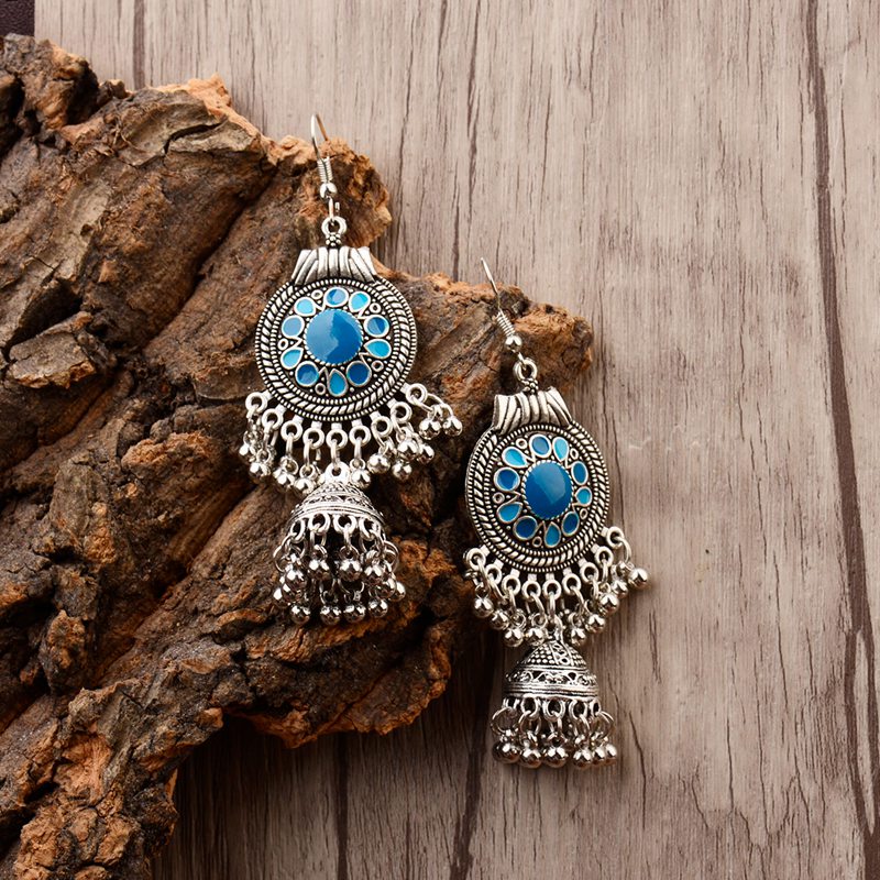Traditional-Indian-Ethnic-Silver-Color-Drop-Earrings-Tassel-For-Women-Gypsy-Tassel-Jhumka-Jhumki-Ear-32920946793-8