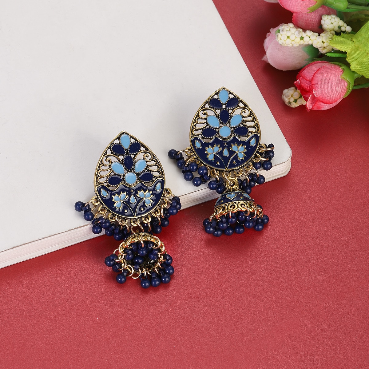 Vintage-Fashion-Water-Drop-Dangle-Earrings-for-Women-Ethnic-Indian-Jewelry-Blue-Flower-Tassel-Dangli-3256804947025776-9