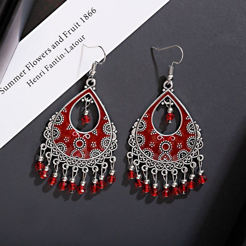 Vintage-Red-Beads-Tassel-Wedding-Earrings-Indian-Jhumka-Antique-Boho-Silver-Color-Flower-Carved-Drop-2255800251588320-5
