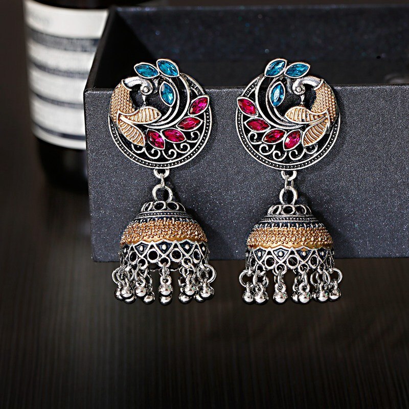 Vintage-Silver-Color-Rhinestone-Peacock-Flower-Alloy-Bollywood-Oxidized-Earrings-For-Women-Ethnic-Ta-1005002836155324-3