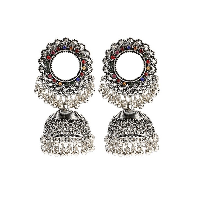 Womens-Retro-Big-Silver-Color-Round-Waves-Wedding-Earrings-Pendientes-Ethnic-Zircon-Beads-Tassel-Ear-6