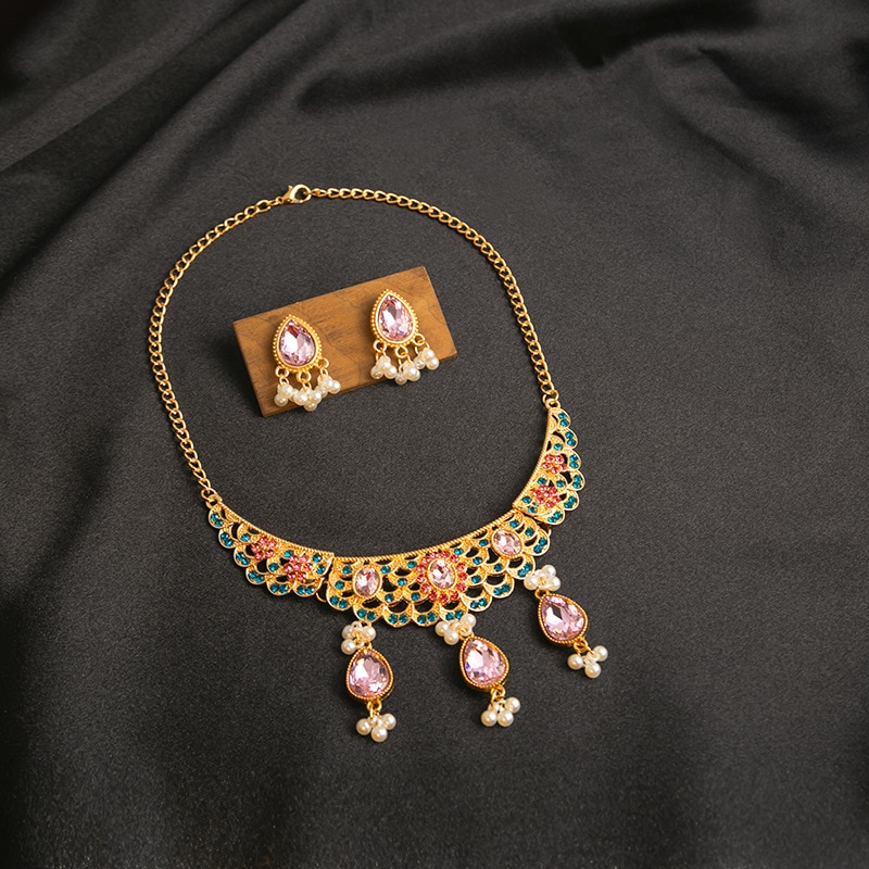 Bohemia-Luxury-Pink-Zircon-Water-Drop-Pendant-Necklace-Earring-for-Women-High-Quality-Wedding-Bridal-1005005038234921-11
