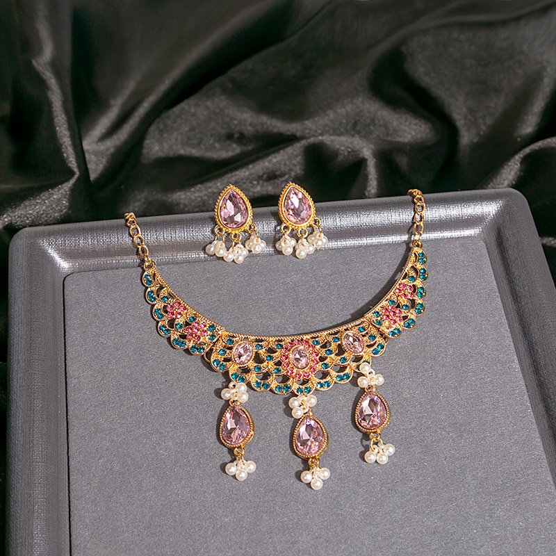 Bohemia-Luxury-Pink-Zircon-Water-Drop-Pendant-Necklace-Earring-for-Women-High-Quality-Wedding-Bridal-1005005038234921-8