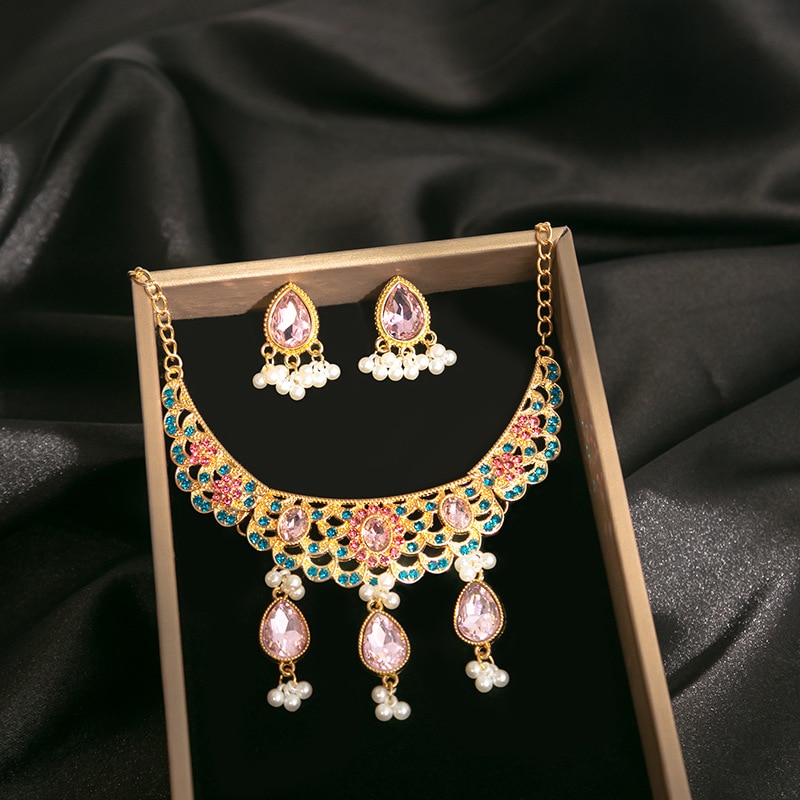 Bohemia-Luxury-Pink-Zircon-Water-Drop-Pendant-Necklace-Earring-for-Women-High-Quality-Wedding-Bridal-1005005038234921-10