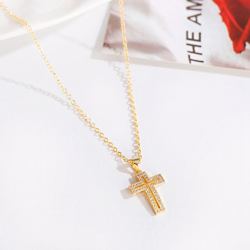 Classic-Gold-Color-Cross-Crystal-Pendants-Chain-Necklaces-Fashion-Jewelry-Shiny-Zirconia-Choker-moon-4000866764364-6