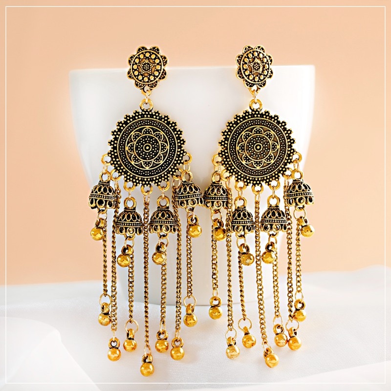 Classical-Geometric-Long-Chain-Bell-Tassel-Hanging-Earrings-Gypsy-Afghan-Tibetan-Jewelry-Bohemia-Ind-2255800262890076-3