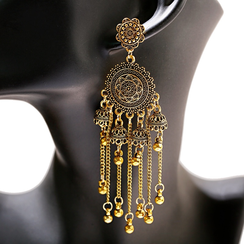 Classical-Geometric-Long-Chain-Bell-Tassel-Hanging-Earrings-Gypsy-Afghan-Tibetan-Jewelry-Bohemia-Ind-2255800262890076-8