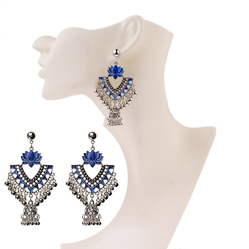 Egypt-Vintage-Green-Lotus-Jhumka-Bells-Tassel-Earrings-For-Women-Turkish-Tribal-Gypsy-Triangle-India-32959367680-16