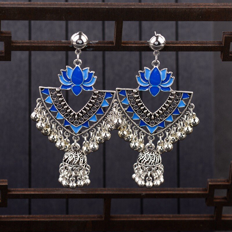Egypt-Vintage-Green-Lotus-Jhumka-Bells-Tassel-Earrings-For-Women-Turkish-Tribal-Gypsy-Triangle-India-32959367680-3