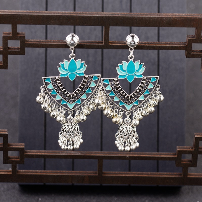 Egypt-Vintage-Green-Lotus-Jhumka-Bells-Tassel-Earrings-For-Women-Turkish-Tribal-Gypsy-Triangle-India-32959367680-4