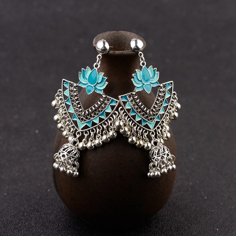 Egypt-Vintage-Green-Lotus-Jhumka-Bells-Tassel-Earrings-For-Women-Turkish-Tribal-Gypsy-Triangle-India-32959367680-8