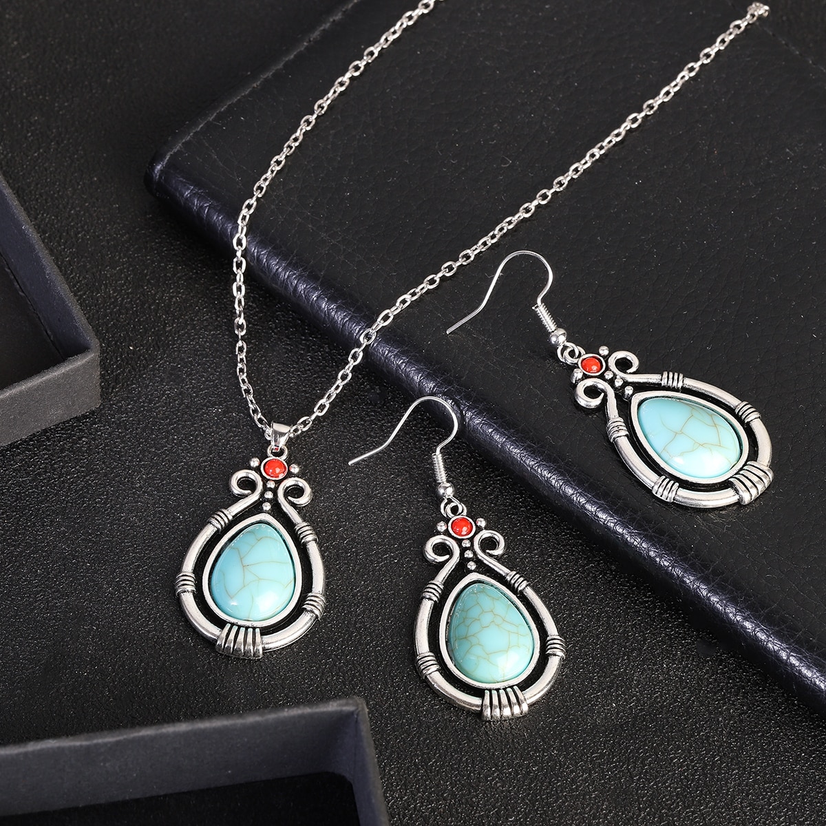 Ethnic-Boho-Red-Blue-Stone-Pendant-Necklace-Earring-Set-Women-Girls-Silver-Color-Geometric-Jewelry-S-1005004921122202-4