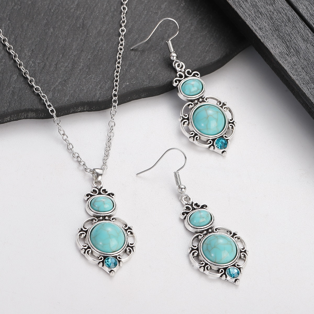 Ethnic-Boho-Red-Blue-Stone-Pendant-Necklace-Earring-Set-Women-Girls-Silver-Color-Geometric-Jewelry-S-1005004921122202-5