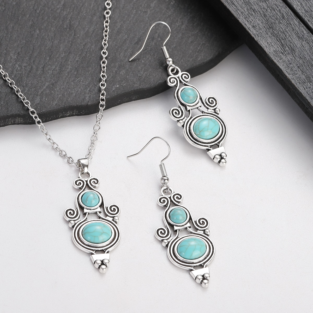 Ethnic-Boho-Red-Blue-Stone-Pendant-Necklace-Earring-Set-Women-Girls-Silver-Color-Geometric-Jewelry-S-1005004921122202-6
