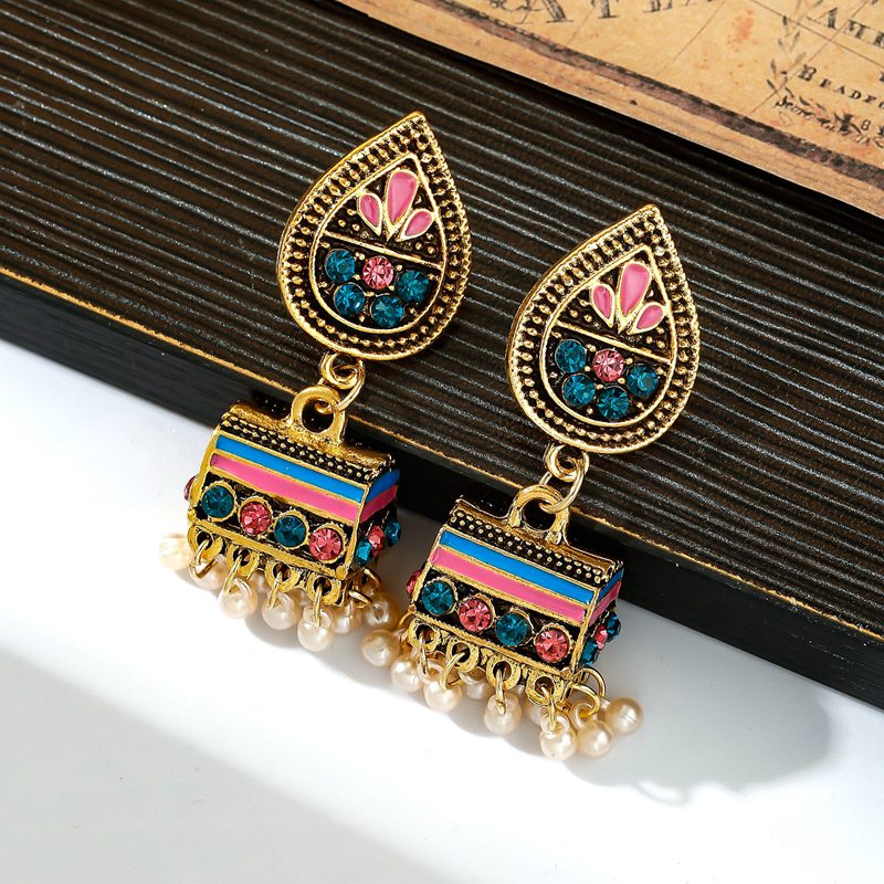 Ethnic-Corful-Crystal-Beads-Tassel-Indian-Jhumka-Earrings-For-Women-Vintage-Gold-Color-Alloy-Bohemia-1005003646646874-3