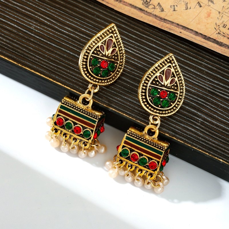 Ethnic-Corful-Crystal-Beads-Tassel-Indian-Jhumka-Earrings-For-Women-Vintage-Gold-Color-Alloy-Bohemia-1005003646646874-4