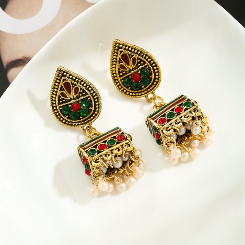 Ethnic-Corful-Crystal-Beads-Tassel-Indian-Jhumka-Earrings-For-Women-Vintage-Gold-Color-Alloy-Bohemia-1005003646646874-5