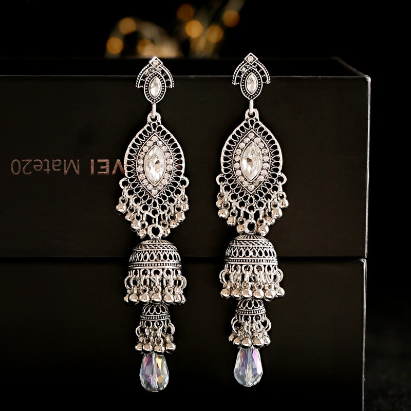 Ethnic-Womens-Gold-Color-Jhumka-Indian-Earrings-Vintage-Rhinestone-Exaggerated-Lantern-Tassel-Palace-4