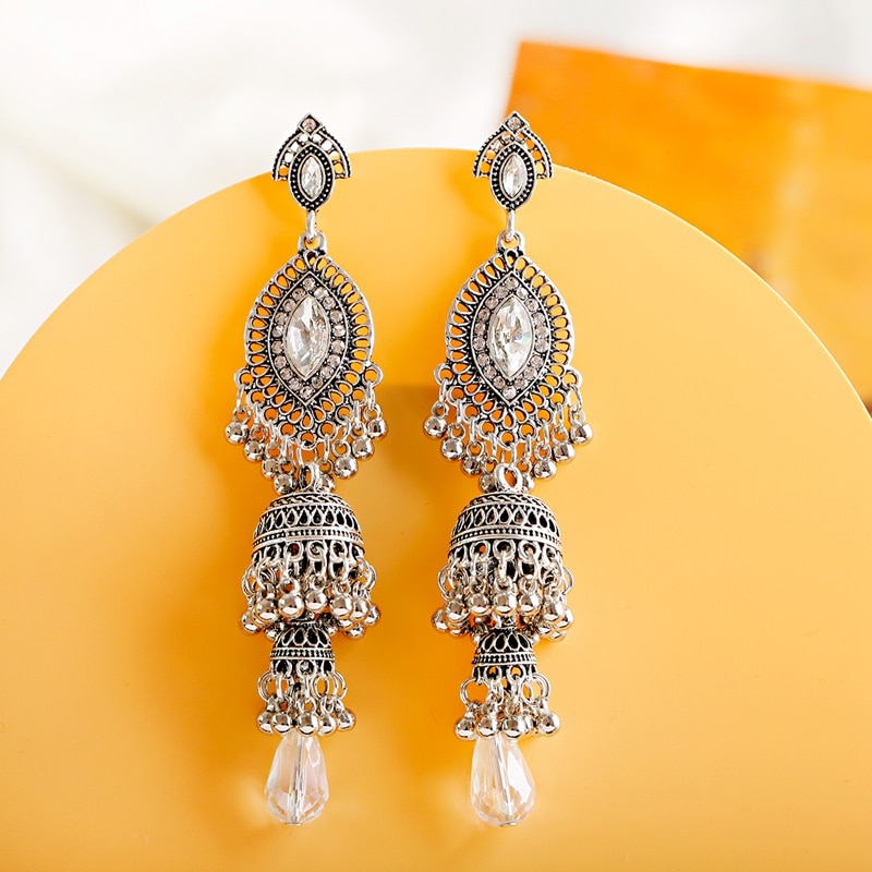 Ethnic-Womens-Gold-Color-Jhumka-Indian-Earrings-Vintage-Rhinestone-Exaggerated-Lantern-Tassel-Palace-6