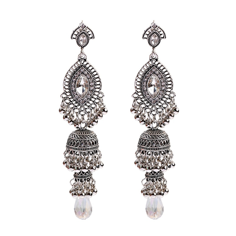 Ethnic-Womens-Gold-Color-Jhumka-Indian-Earrings-Vintage-Rhinestone-Exaggerated-Lantern-Tassel-Palace-8