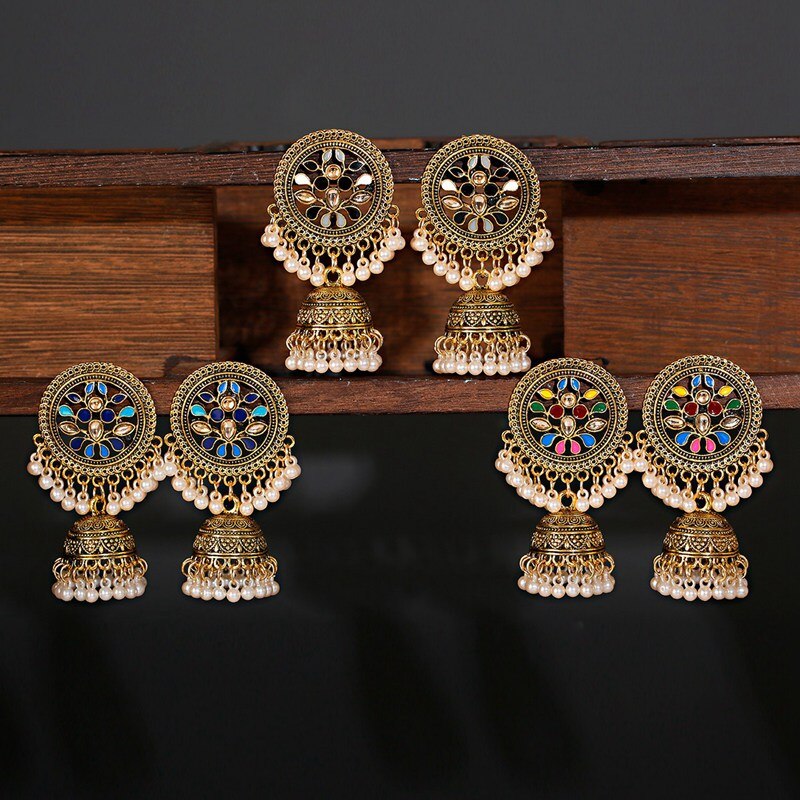 Flower-Indian-Jhumka-Earrings-For-Women-Bohemian-Retro-Gold-Color-Bell-Pearl-Beads-Tibetan-Earrings--1005003139886225-2