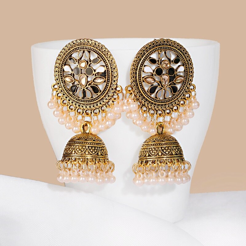Flower-Indian-Jhumka-Earrings-For-Women-Bohemian-Retro-Gold-Color-Bell-Pearl-Beads-Tibetan-Earrings--1005003139886225-4