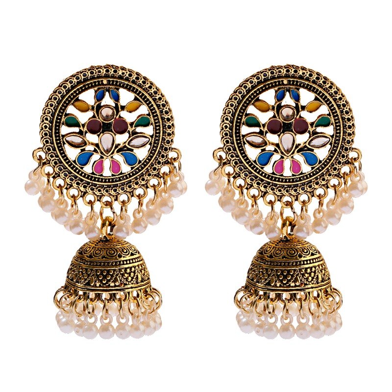 Flower-Indian-Jhumka-Earrings-For-Women-Bohemian-Retro-Gold-Color-Bell-Pearl-Beads-Tibetan-Earrings--1005003139886225-6