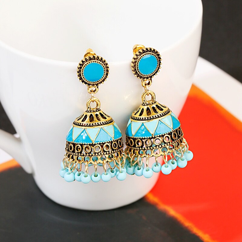 Indian-Style-Blue-Geometric-Tassel-Jhumka-Earrings-Gypsy-Gold-Color-Earrings-Women-Ladies-Round-Bell-4000730381341-3