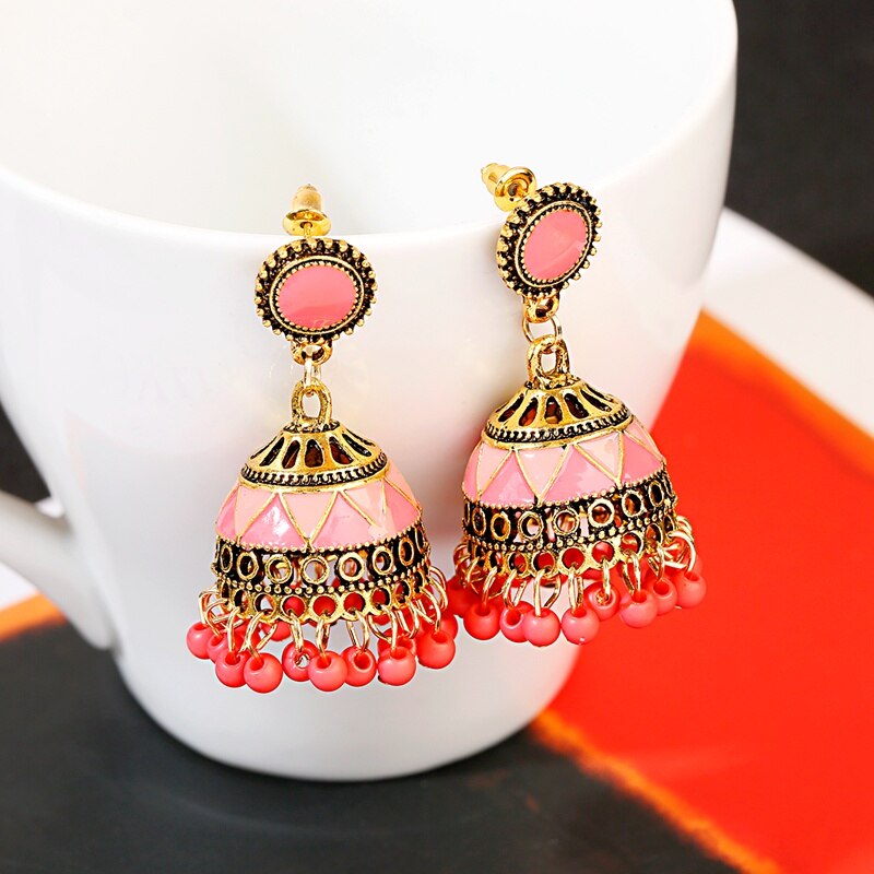 Indian-Style-Blue-Geometric-Tassel-Jhumka-Earrings-Gypsy-Gold-Color-Earrings-Women-Ladies-Round-Bell-4000730381341-5