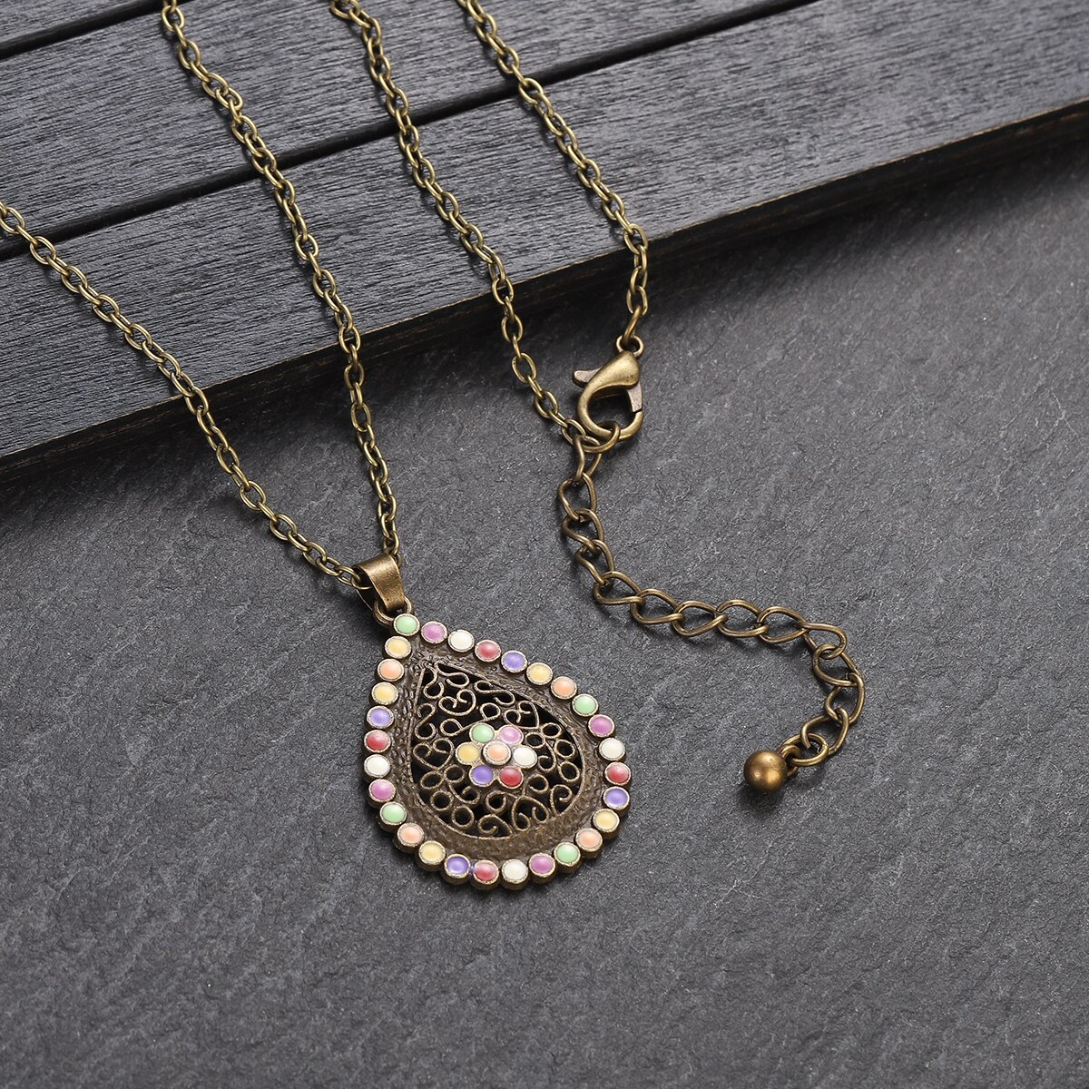 New-Boho-Colorful-Flower-Pendant-Necklace-Set-Women-Retro-Antique-Gold-Color-Hollow-Water-Drop-Jewel-1005004921038963-3