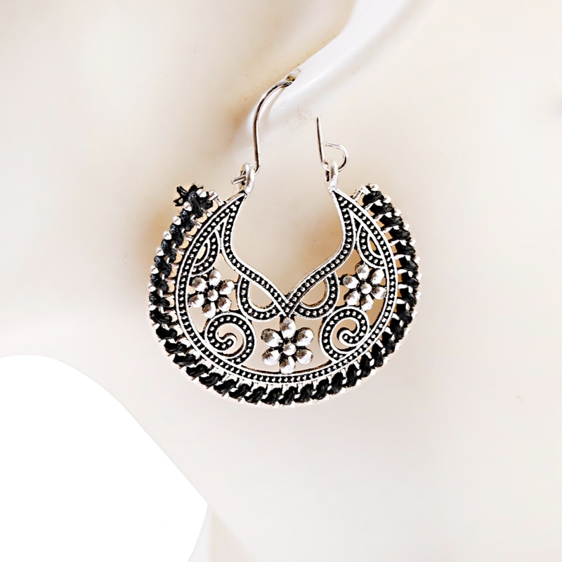 Retro-Bollywood-Womens-Jewellery-Ethnic-Silver-Plated-Afghan-Semicircle-Silk-Drop-Jhumka-Indian-Earr-8