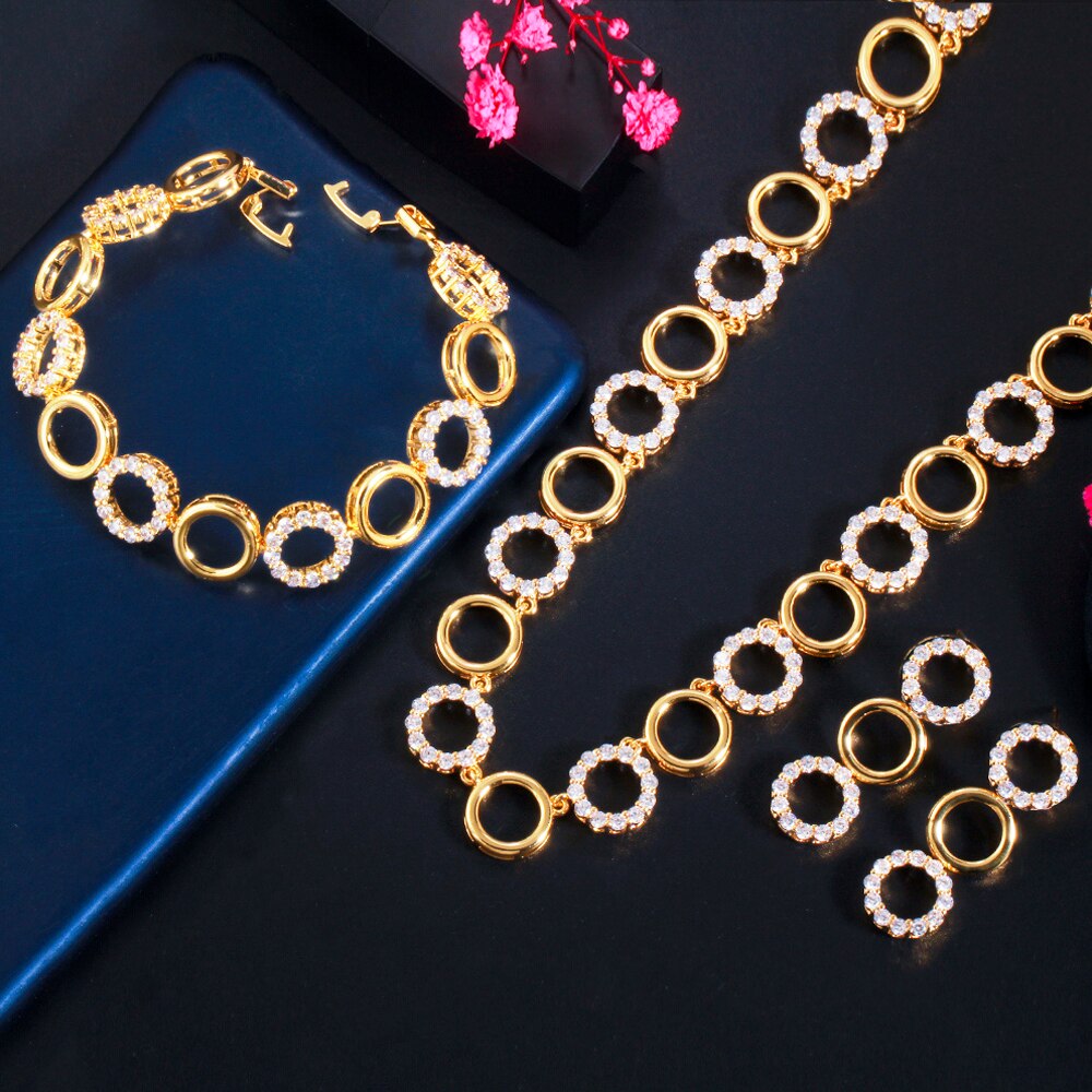 ThreeGraces-3Pcs-Gorgeous-CZ-Gold-Color-Circle-Link-Chain-Bracelet-Necklace-Earrings-Jewelry-Set-Wom-3256802012209743-6
