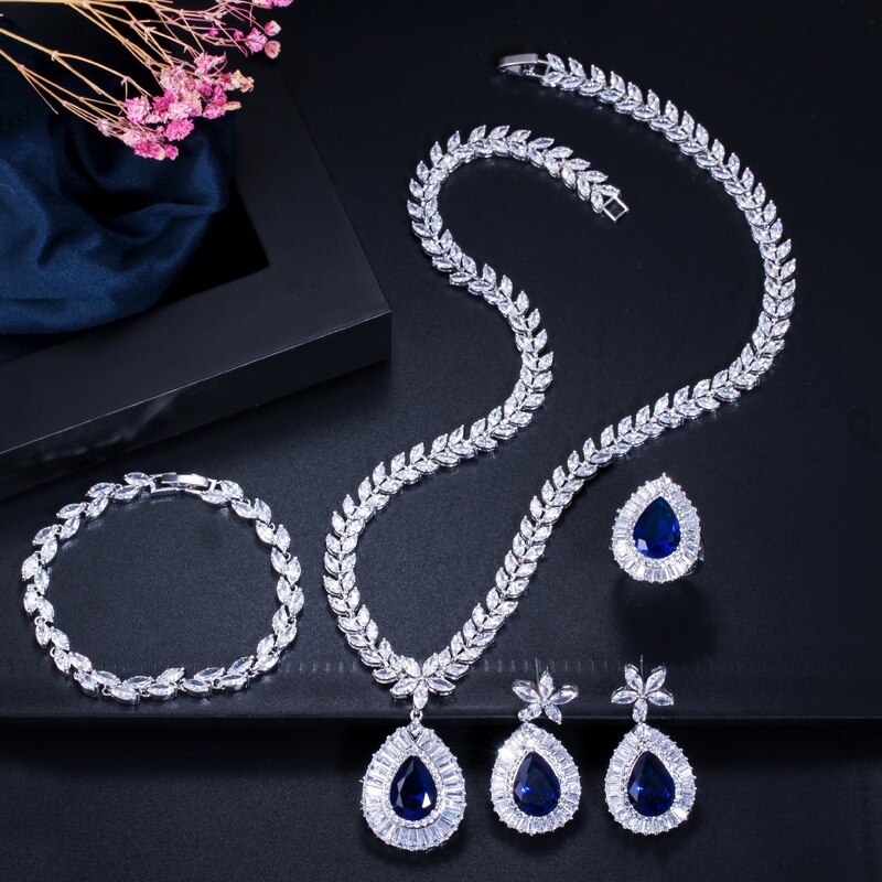 ThreeGraces-4pcs-Luxury-Royal-Blue-Cubic-Zirconia-Big-Water-Drop-Earrings-Necklace-Wedding-Bridal-Je-4000930539237-7