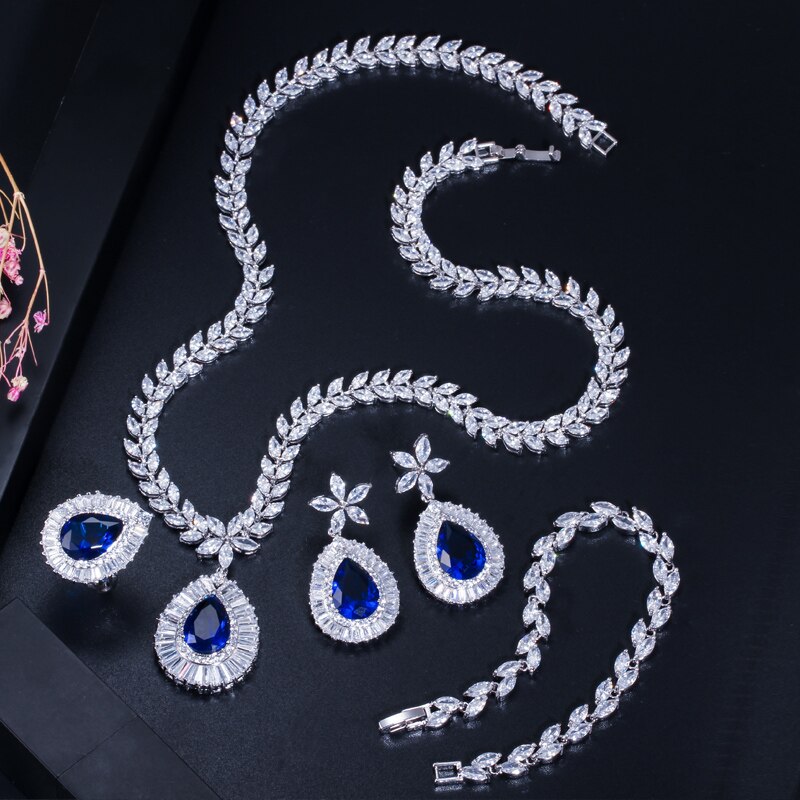 ThreeGraces-4pcs-Luxury-Royal-Blue-Cubic-Zirconia-Big-Water-Drop-Earrings-Necklace-Wedding-Bridal-Je-4000930539237-9