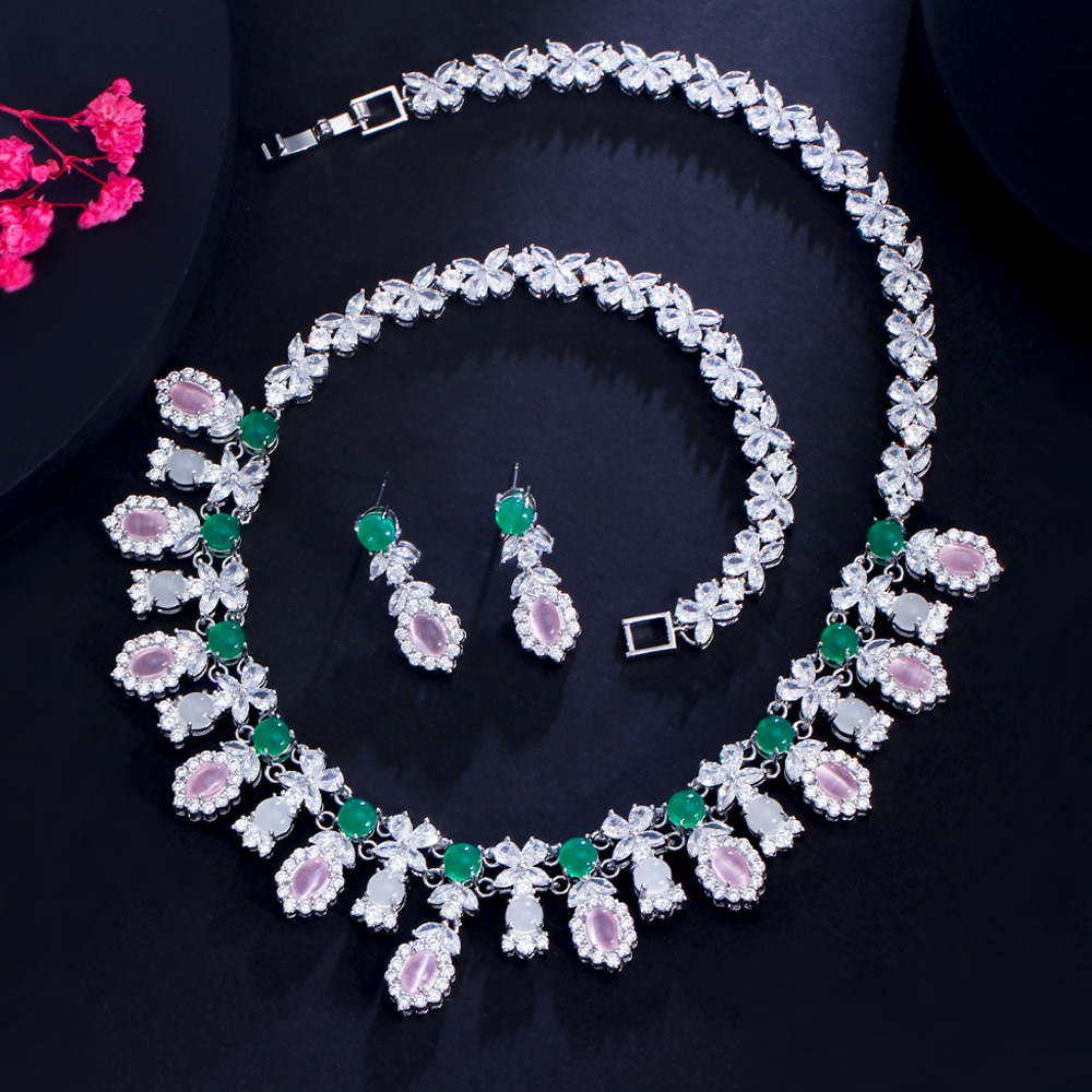 ThreeGraces-Bohemian-Pink-Cubic-Zirconia-Silver-Color-Leaf-Shape-Bridal-Wedding-Tassel-Drop-Necklace-1005004870162338-4