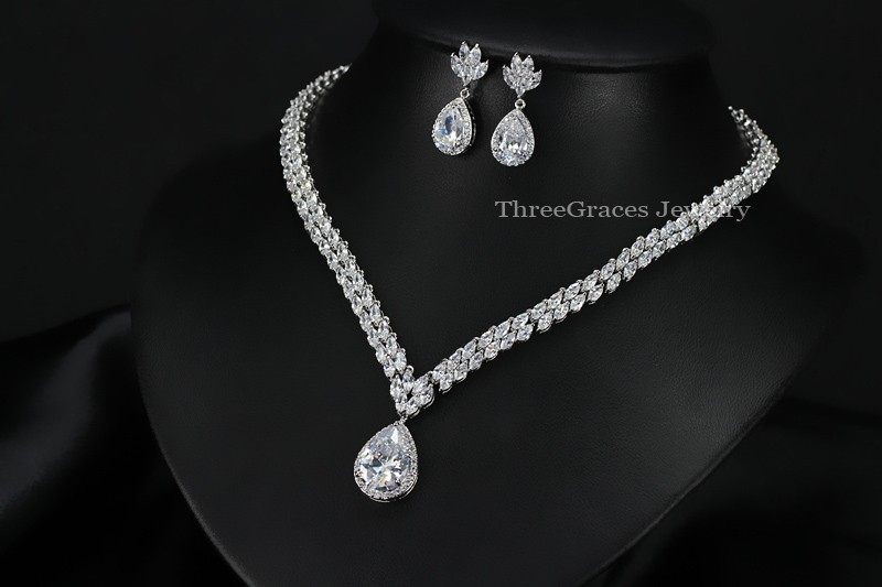 ThreeGraces-Classic-Double-Marquise-Shape-Cubic-Zircon-Flower-Drop-Pear-Necklace-Earrings-Engagement-32676835847-5