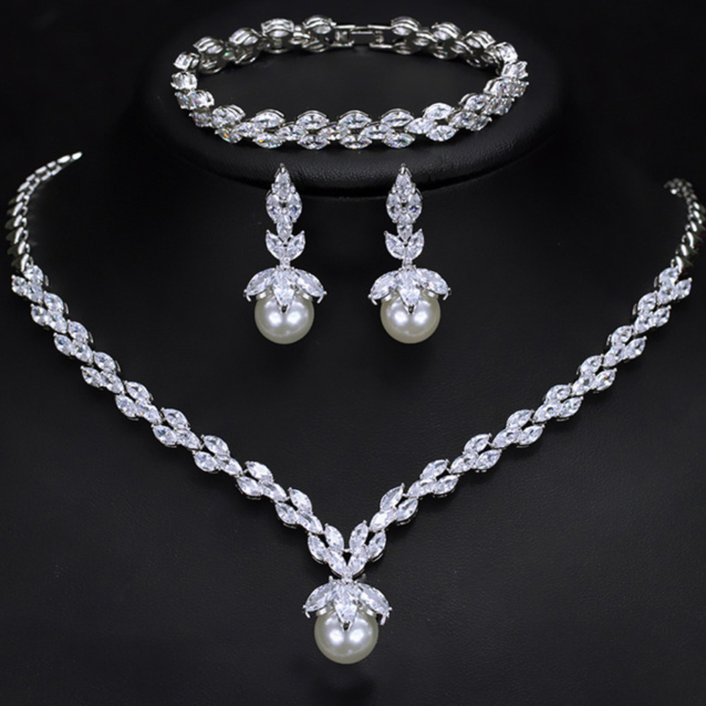 ThreeGraces-Classic-Marquise-Shape-Cubic-Zircon-Crystal-Drop-Pearl-Bracelet-Earrings-Necklace-Bridal-32859370290-13