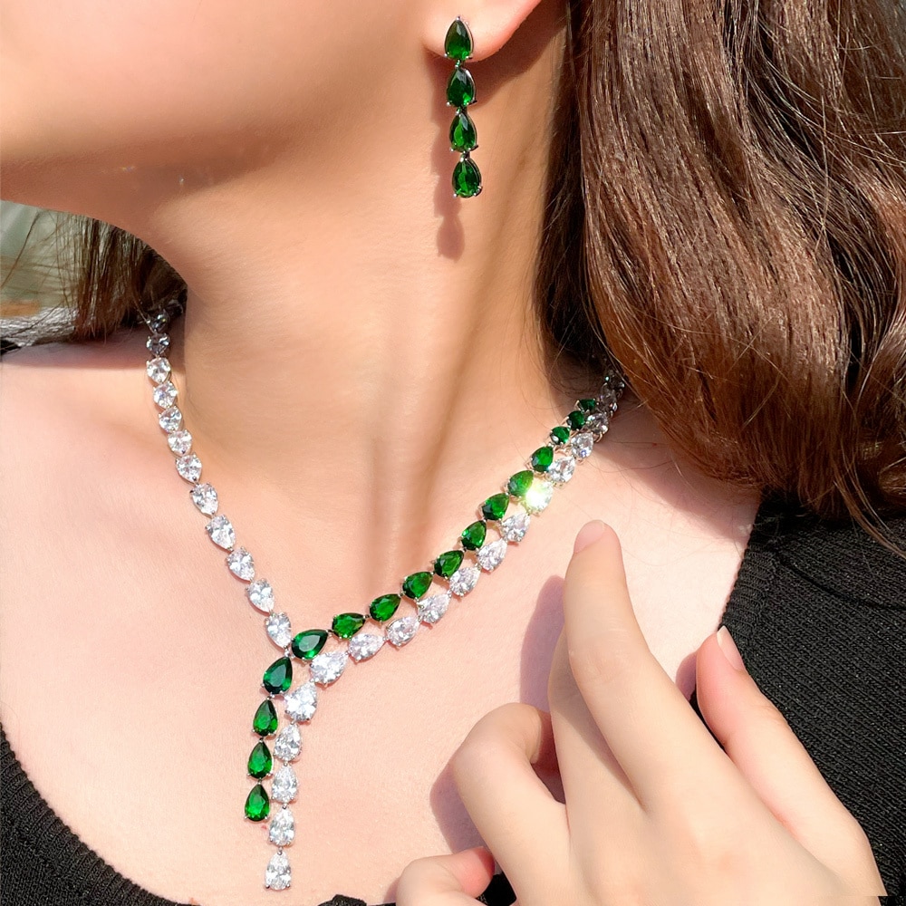ThreeGraces-Elegant-Green-Cubic-Zirconia-Long-Water-Drop-Dangle-Earrings-and-Necklace-Bridal-Wedding-3256802779619697-3