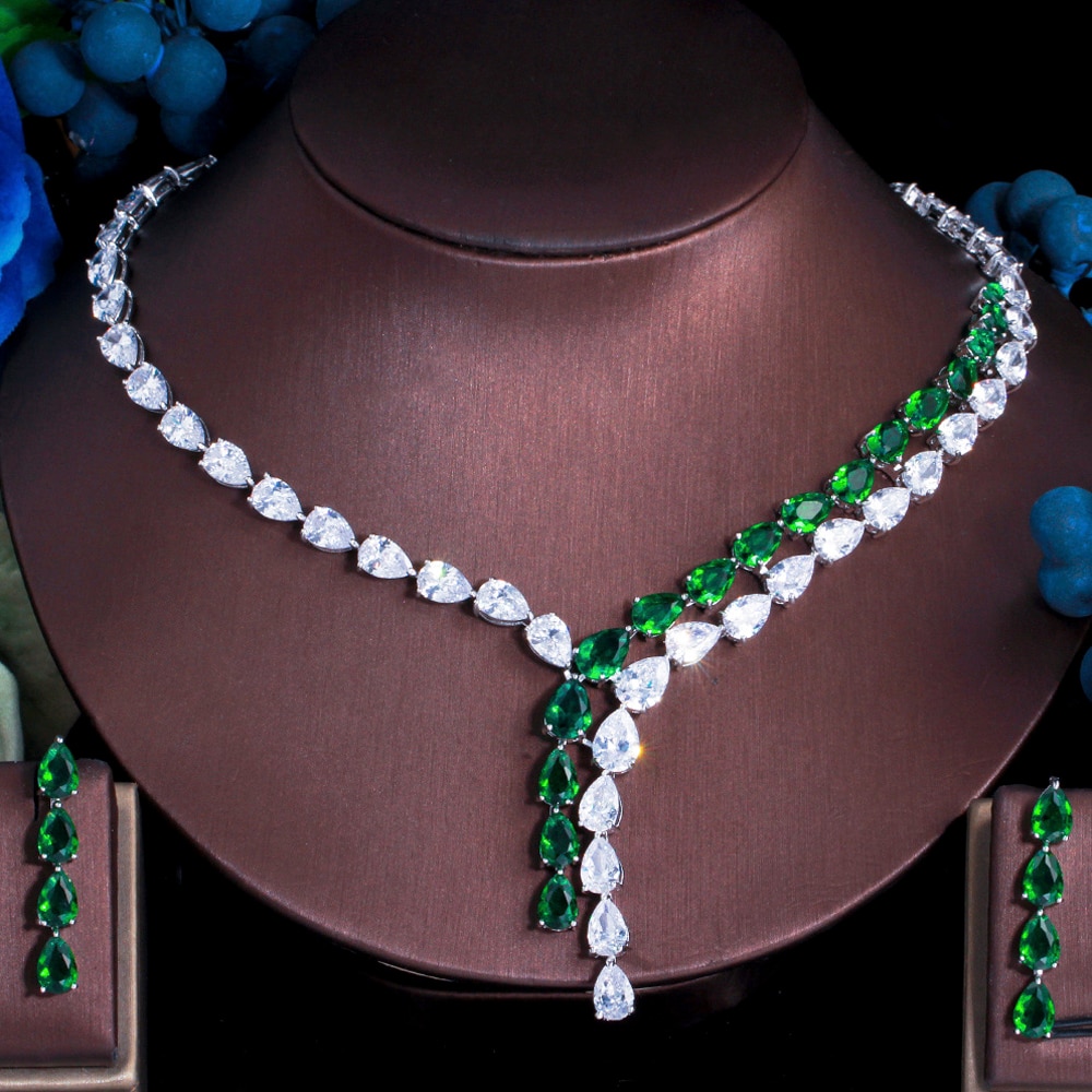 ThreeGraces-Elegant-Green-Cubic-Zirconia-Long-Water-Drop-Dangle-Earrings-and-Necklace-Bridal-Wedding-3256802779619697-8