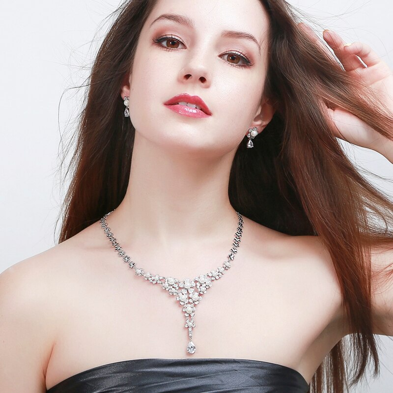 ThreeGraces-Elegant-Shiny-Cubic-Zirconia-Long-Flower-Shape-Simulated-Pearl-Necklace-Earrings-Bridal--4000112067807-6