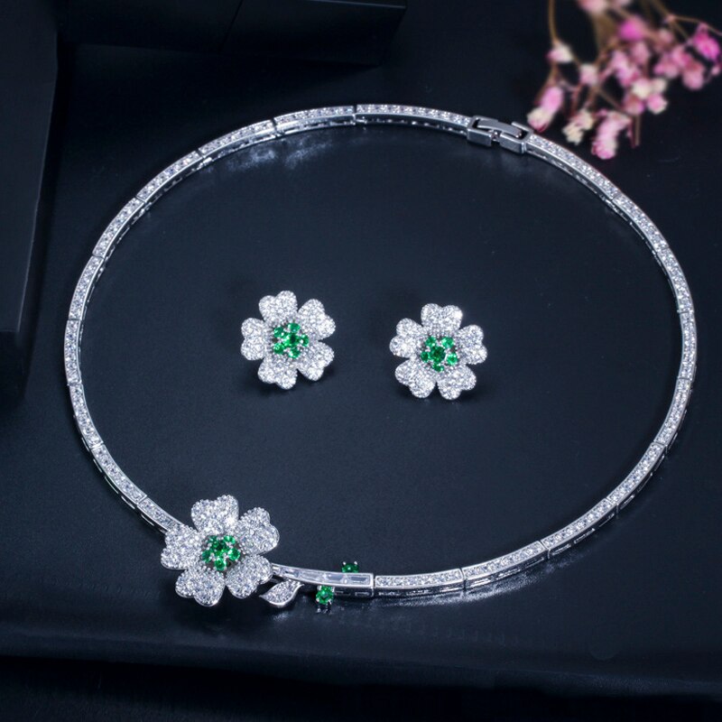 ThreeGraces-High-Quality-Bridal-Wedding-Jewelry-White-Hot-Pink-Cubic-Zirconia-Flower-Necklace-Earrin-4001226549331-13