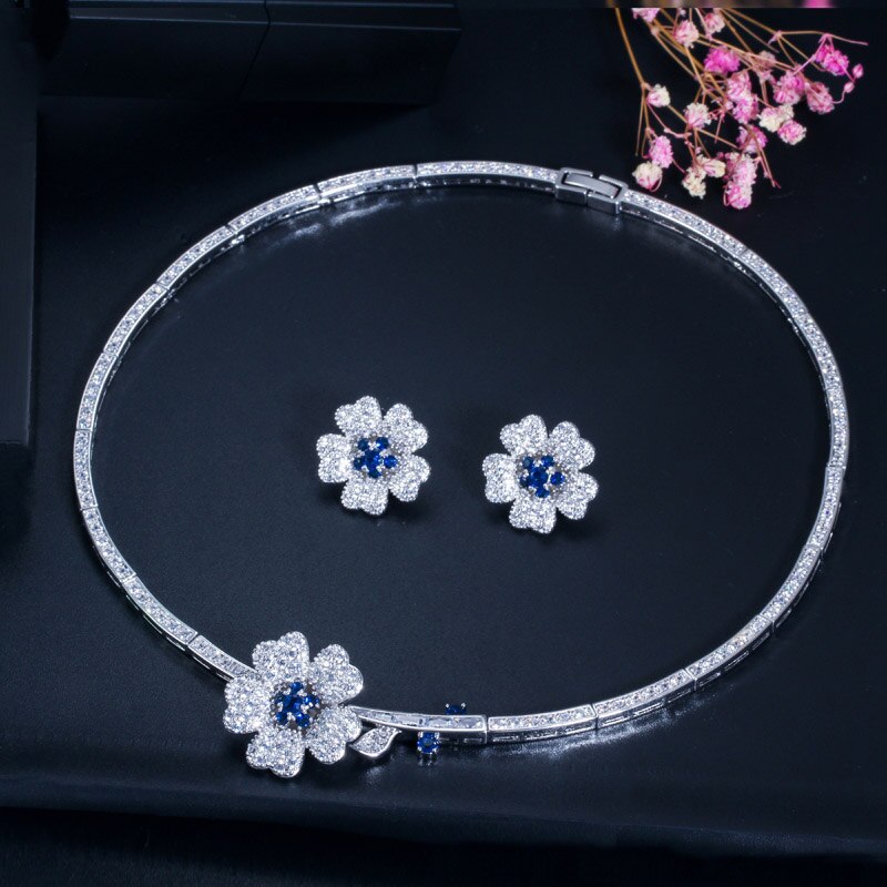 ThreeGraces-High-Quality-Bridal-Wedding-Jewelry-White-Hot-Pink-Cubic-Zirconia-Flower-Necklace-Earrin-4001226549331-15